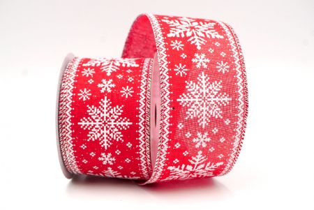 Rood/Zilver_Gebreide Bedrukte Sneeuwvlokken Draadlint_KF8686G-7