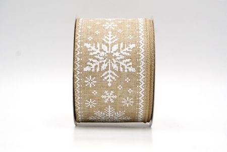 Natural_Knit Printed Snowflakes Wired Ribbon_KF8686GC-14-183