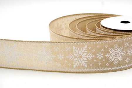 Natural_Knit Printed Snowflakes Wired Ribbon_KF8686GC-14-183