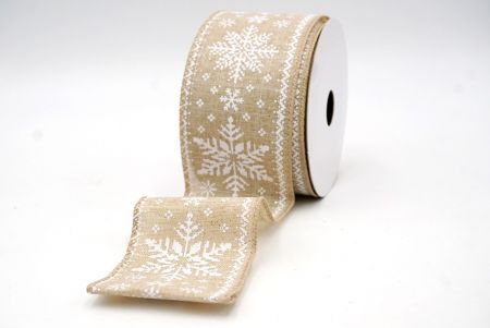 Natural_Knit Printed Snowflakes Wired Ribbon_KF8686GC-14-183