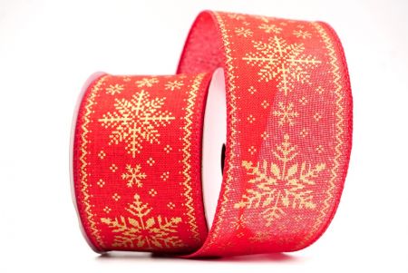 Rood/Goud_Gebreide Bedrukte Sneeuwvlokken Draadlint_KF8687GC-7-7