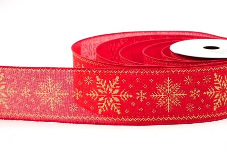 Red/Gold_Knit Printed Snowflakes Wired Ribbon_KF8687GC-7-7