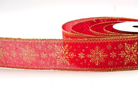 Rood/Gouden Glitter_Gebreide Bedrukte Sneeuwvlokken Draadlint_KF8688G-7