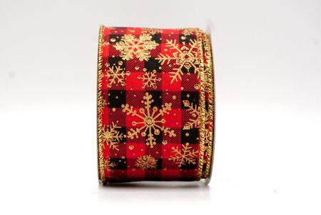 Black/Red/Gold_Festive Plaid Snowflake Wired Ribbon_KF8690G-7