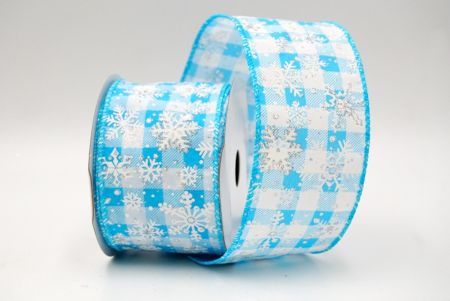 Babyblau/Weiß_Festliches Karomuster Schneeflocken Drahtband_KF8691GC-1-213