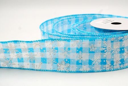 Babyblau/Weiß_Festliches Karomuster Schneeflocken Drahtband_KF8691GC-1-213