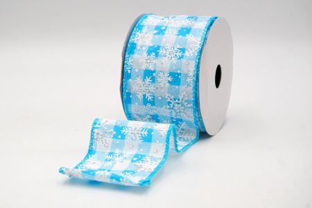 Baby Blue/White_Festive Plaid Snowflake Wired Ribbon_KF8691GC-1-213