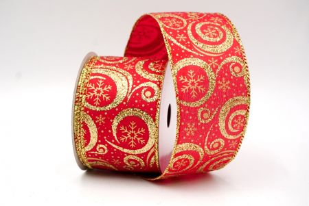 Rood/Goud_Swirl en Sneeuwvlokken Draadlint_KF8700G-7