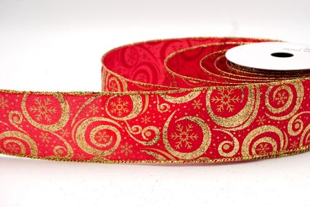 Rood/Goud_Swirl en Sneeuwvlokken Draadlint_KF8700G-7