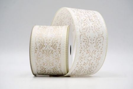 Krém_Classic Damask mintás drótos szalag_KF8704GC-2-2