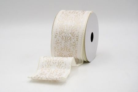 Cream_Classic Damask Patterned Wired Ribbon_KF8704GC-2-2