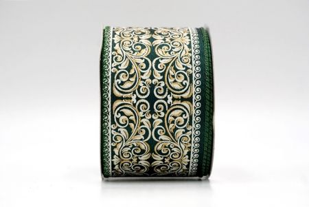 Green_Classic Damask Patterned Wired Ribbon_KF8704GC-3-127