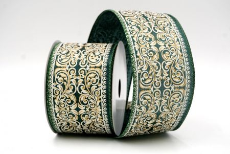 Green_Classic Damask Patterned Wired Ribbon_KF8704GC-3-127