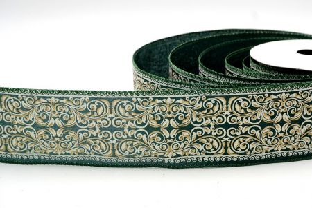 Green_Classic Damask Patterned Wired Ribbon_KF8704GC-3-127