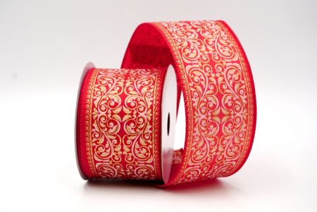 Red_Classic Damask Patterned Wired Ribbon_KF8704GC-7-7