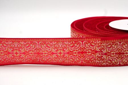 Red_Classic Damask Patterned Wired Ribbon_KF8704GC-7-7