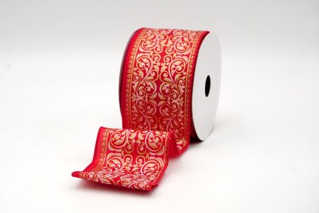 Red_Classic Damask Patterned Wired Ribbon_KF8704GC-7-7