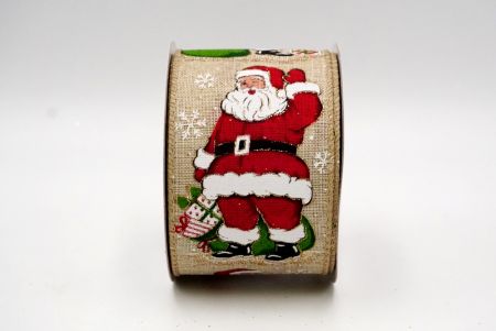 Khaki_Jolly Santa with Gifts Wired Ribbon_KF8705GC-13-183