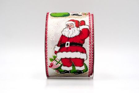 Weißer, fröhlicher Weihnachtsmann mit Geschenken, Drahtband_KF8707GC-2-7