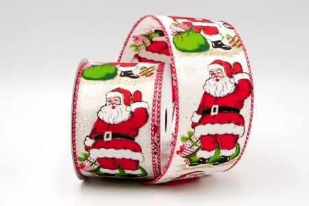 Weißer, fröhlicher Weihnachtsmann mit Geschenken, Drahtband_KF8707GC-2-7