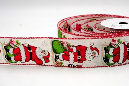 Weißer, fröhlicher Weihnachtsmann mit Geschenken, Drahtband_KF8707GC-2-7