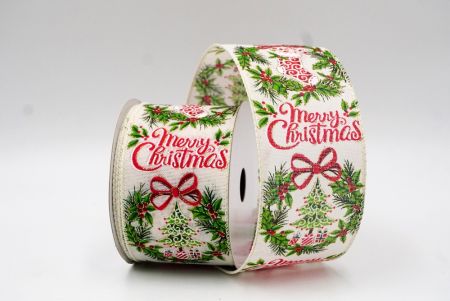 Crème Witte Vrolijke Kerstkrans & Feestkous Draadlint_KF8708GC-2-2