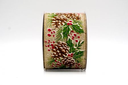 Natural_Christmas Pinecones Wired Ribbon_KF8713GC-14-183