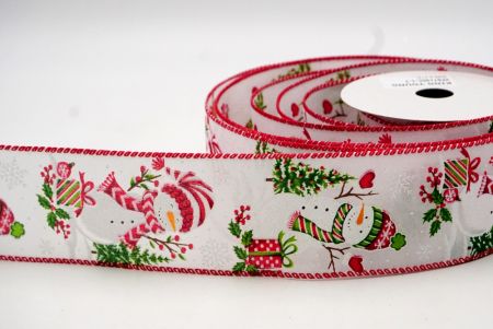 White_Christmas Snowman & Gifts Wired Ribbon_KF8714GC-1-7