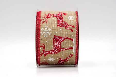 Khaki_Filigree Reindeer Wired Ribbon_KF8718GC-13-7