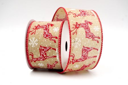 Khaki_Filigree Reindeer Wired Ribbon_KF8718GC-13-7