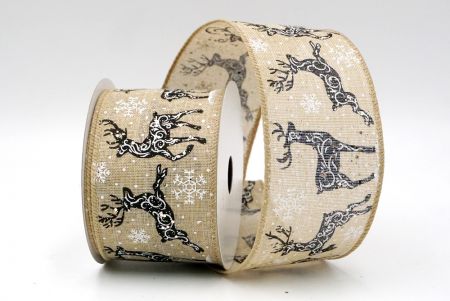 Natural_Filigree Reindeer Wired Ribbon_KF8719GC-14-183