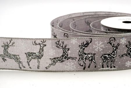 Gray_Filigree Reindeer Wired Ribbon_KF8719GC-50-197