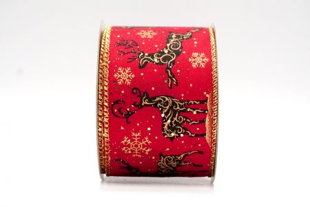 Red_Filigree Reindeer Wired Ribbon_KF8721G-7