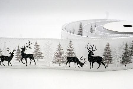 White_Winter Forest Reindeer Wired Ribbon_KF8722GC-1-1