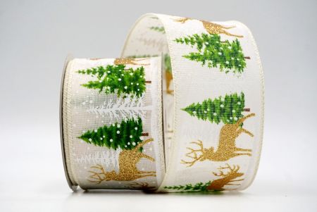 Cream_Winter Forest Reindeer Wired Ribbon_KF8723GC-2-2