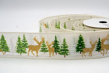 Cream_Winter Forest Reindeer Wired Ribbon_KF8723GC-2-2