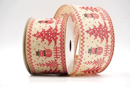 Light Brown Snowman in Christmas season Wired Ribbon_KF8724GC-13-183