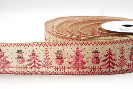 Light Brown Snowman in Christmas season Wired Ribbon_KF8724GC-13-183