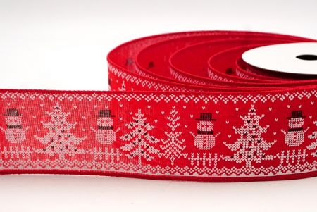 Red Snowman in Christmas season Wired Ribbon_KF8724GC-7-7