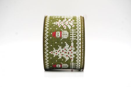 Matcha green Snowman in Christmas season Wired Ribbon_KF8726GC-3-185