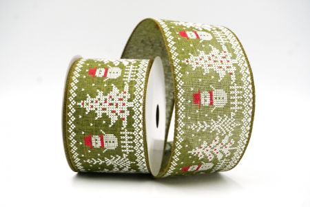 Matcha green Snowman in Christmas season Wired Ribbon_KF8726GC-3-185