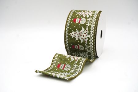 Matcha green Snowman in Christmas season Wired Ribbon_KF8726GC-3-185