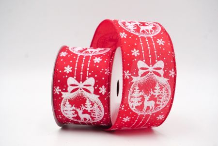 Red Glitter Christmas Balls Wired Ribbon_KF8731GC-7-7