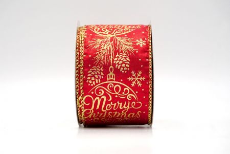 Ornamento Vermelho de Férias & Pinha Merry Christmas Fita Aramada_KF8735G-7