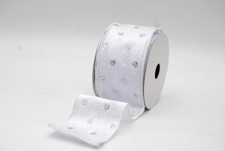 White Glitter Polka Dots Velvet Wired Ribbon_KF8739GC-1-1