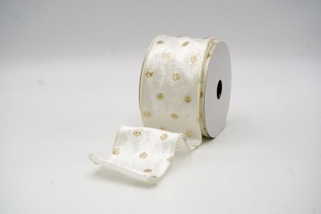 Cream White Glitter Polka Dots Velvet Wired Ribbon_KF8739GC-2-2