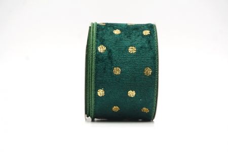 Green Glitter Polka Dots Velvet Wired Ribbon_KF8739GC-3-127