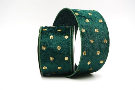 Green Glitter Polka Dots Velvet Wired Ribbon_KF8739GC-3-127