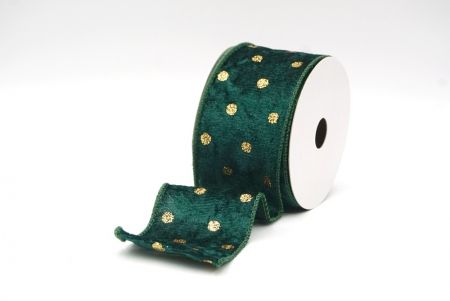 Green Glitter Polka Dots Velvet Wired Ribbon_KF8739GC-3-127