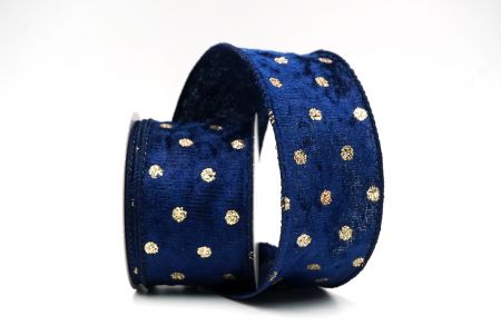 Royal Blue Glitter Polka Dots Velvet Wired Ribbon_KF8739GC-4-4